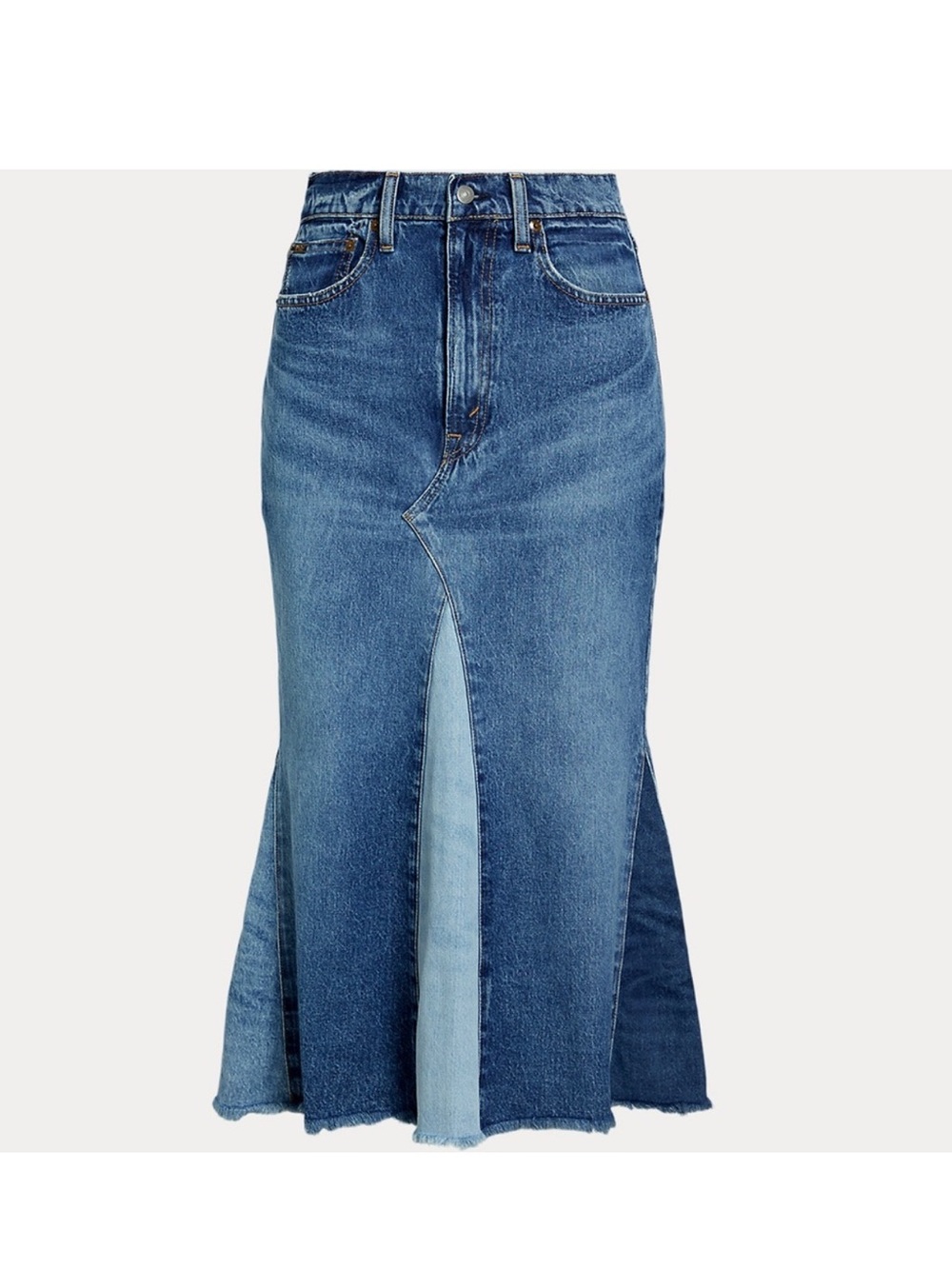 Polo Ralph Lauren 28 two tone Denim Maxi Skirt in Blue - Women Jeans - Picture 2 of 12